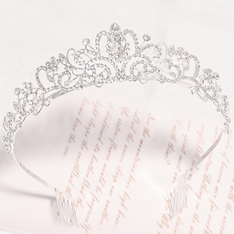 TAROSE Crowns for Women, Queen Crystal Gold Silver Tiaras with White Rhinestone and Combs, Goddess Crown for Wedding Bride Birthday Princess Bridal Shower Hair Accessories for Women - Image 3